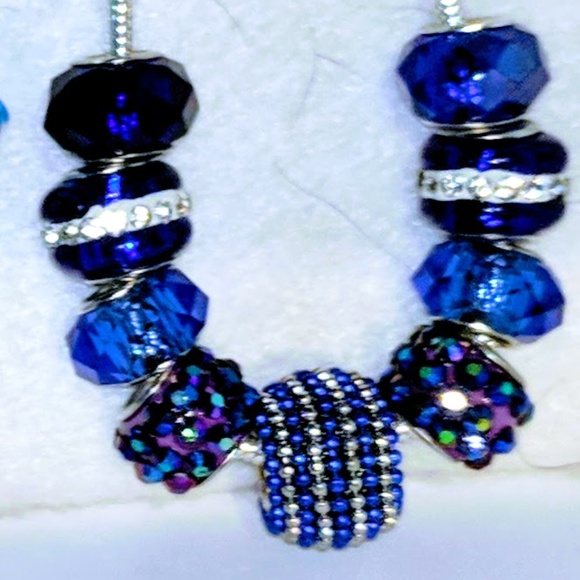 Glass and faceted beaded silver bracelet - Picture 1 of 3